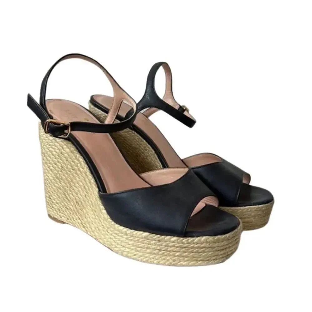 Kate Spade New York Leather Espadrilles Navy 6.5